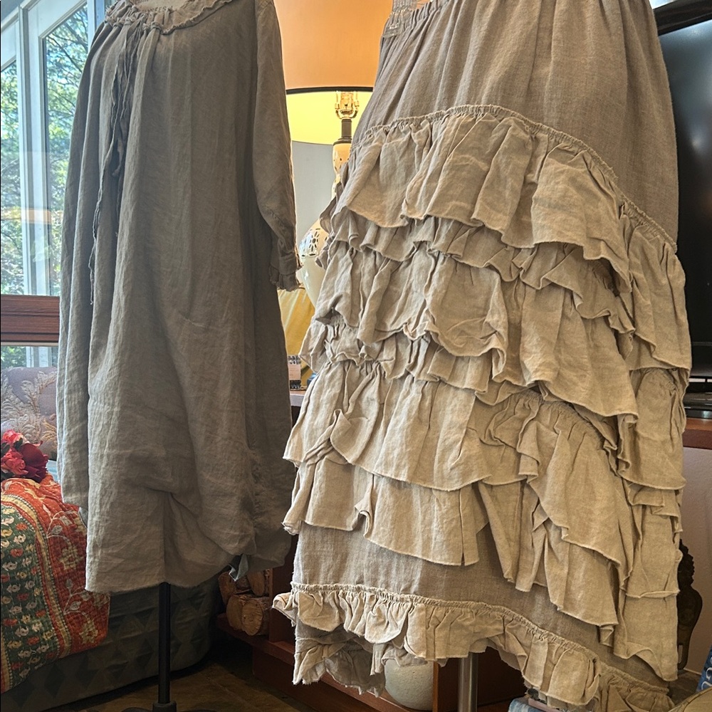 Magnolia Pearl linen Ruffled Skirt CA 9